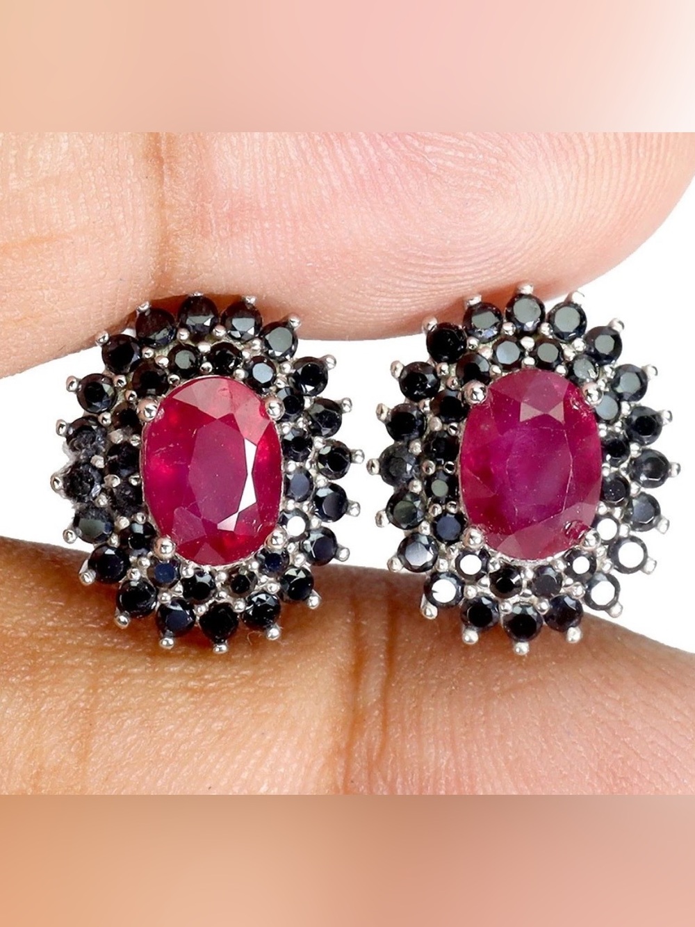 3.52ct Ruby & Spinel Earrings Silver 925 lever back